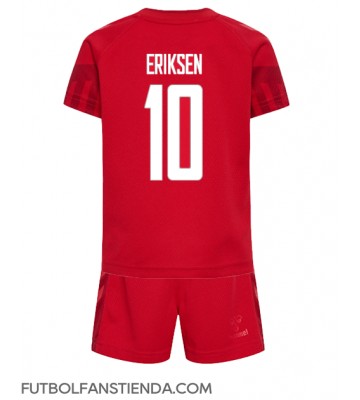 Dinamarca Christian Eriksen #10 Primera Equipación Niños Mundial 2022 Manga Corta (+ Pantalones cortos)